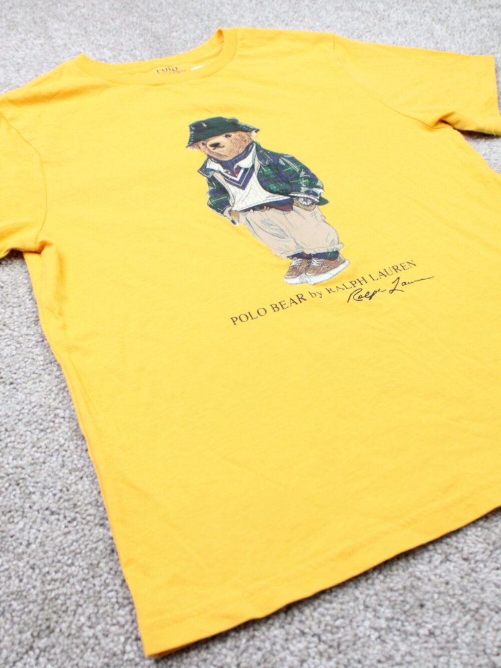 Polo Ralph Lauren Shirt Youth Medium (10-12) Yellow Bear Graphic Short Sleeve - Picture 4 of 10